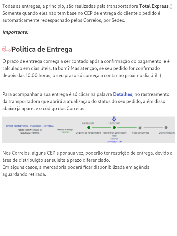 Qual a forma de envio?
