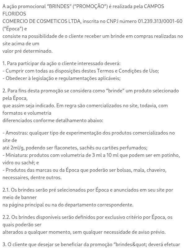 REGULAMENTO DA AÇÃO PROMOCIONAL “BRINDES”