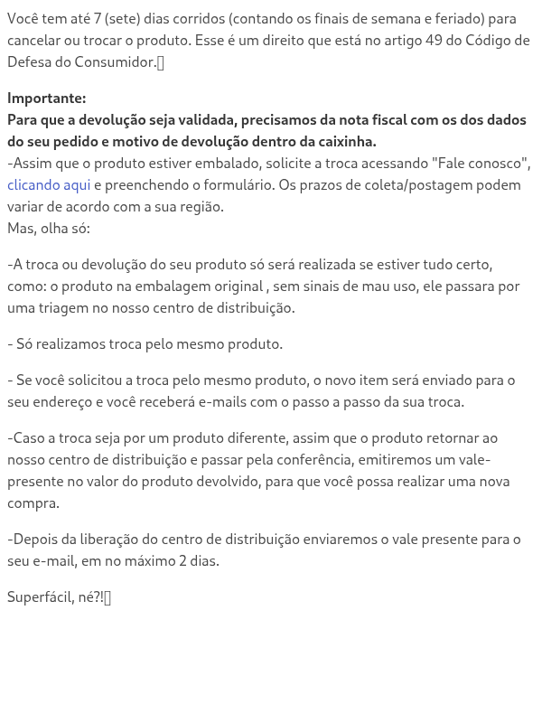 Como faço para trocar um produto?