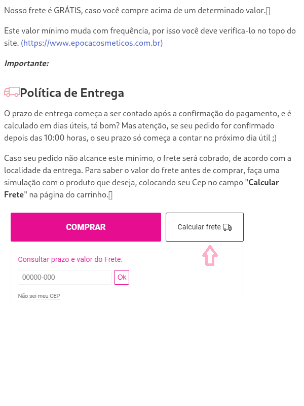 Qual o valor do frete?