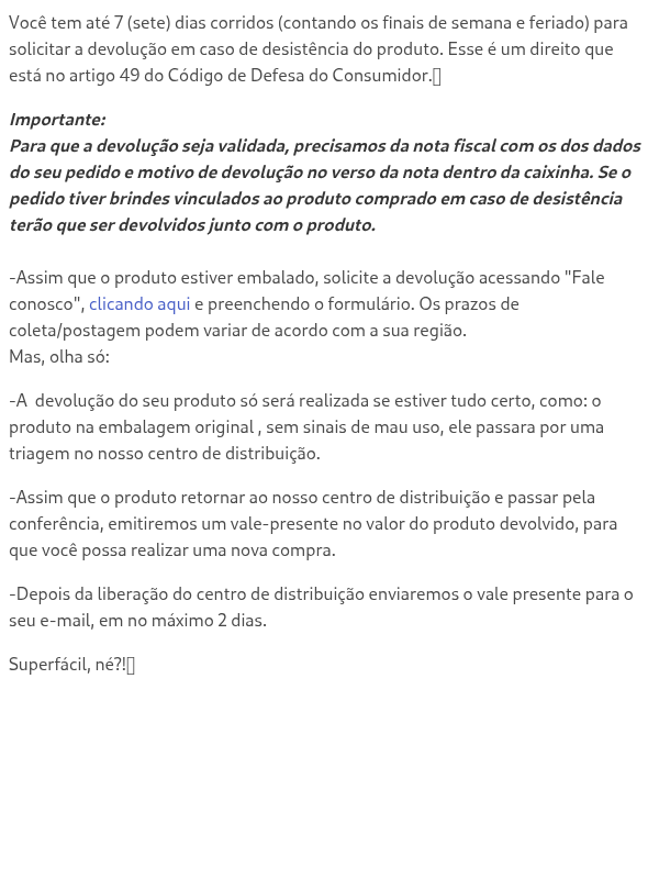 Como faço para devolver um produto ?
