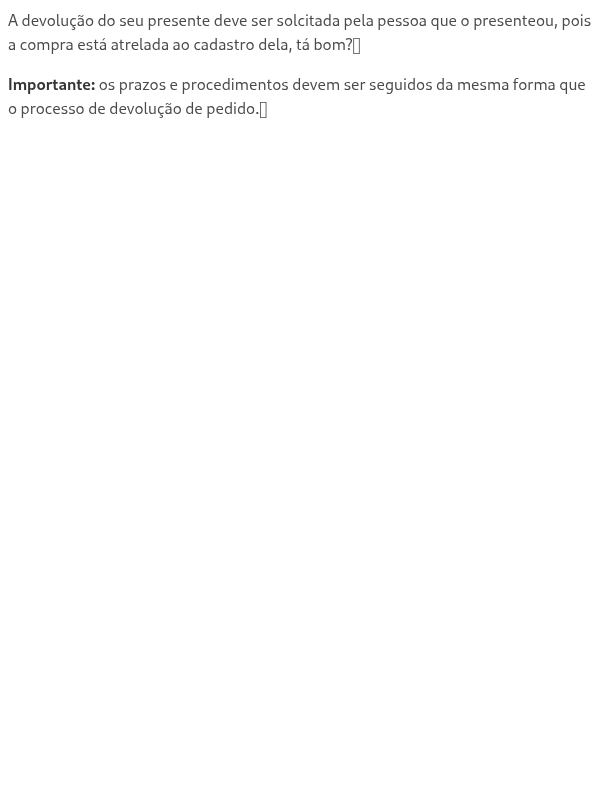 Como trocar um presente?