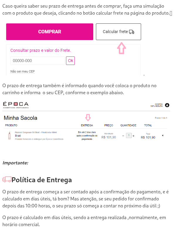 Como funciona o prazo de entrega?