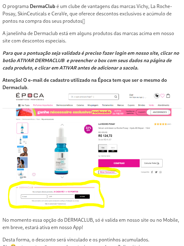 Clube de pontos DERMACLUB