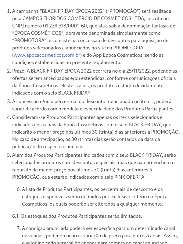 REGULAMENTO DA AÇÃO PROMOCIONAL DA BLACK FRIDAY/2022-ÉPOCA PERFUMARIA