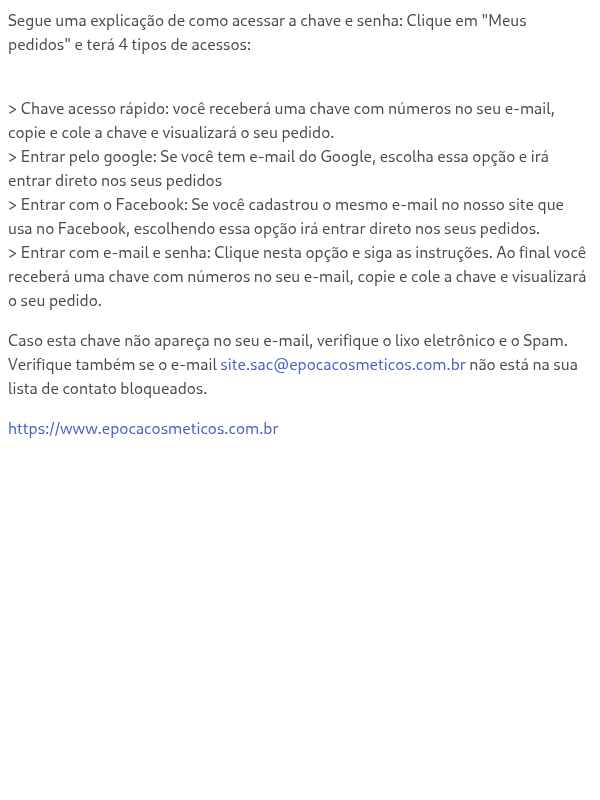 Minha chave de acesso e senha não funcionam